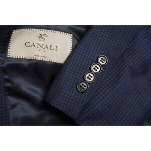 Canali 1934 CURRENT Blue Black Plaid Wool Sport Coat Jacket Sz 42R